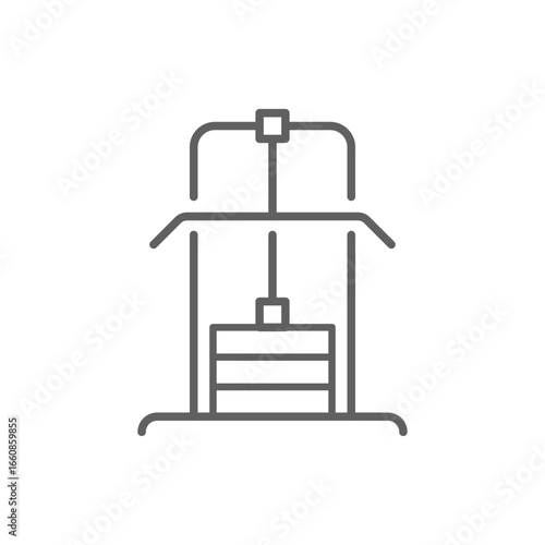 Lat pulldown machine icon. Simple outline style. Fitness, gym, training, exercise, workout, muscle, strength, bodybuilding concept. Thin line symbol. Vector isolated design editable stroke
