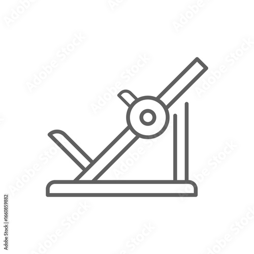 Leg press machine icon. Simple outline style. Fitness, gym, training, workout, muscle, power, strength, legs, sport equipment concept. Thin line symbol. Vector isolated design editable stroke