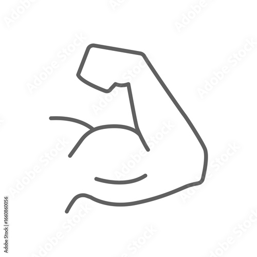 Arm icon. Simple outline style. Muscle, strong, power, protein, strength, bicep, man, hand, flex, body, muscular, exercise, health concept. Thin line symbol. Vector isolated design editable stroke
