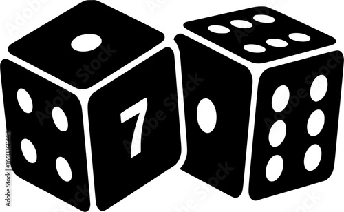 lucky dice silhouette vector art illustration on white background