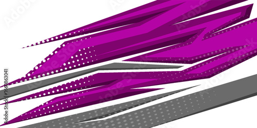 Abstract red grey geometric stripes background. Car decal wrap design