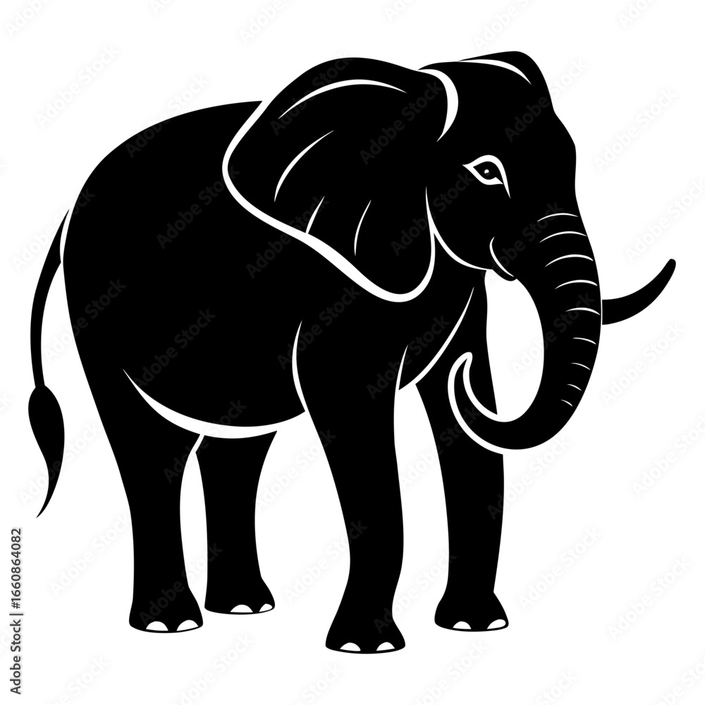 Fototapeta premium Simple Elephant Black Outline Illustration