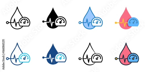 Blood Pressure Check icon set multiple style collection 
