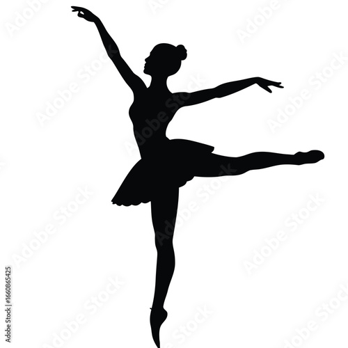Black silhouette of a ballerina in motion dance ballet