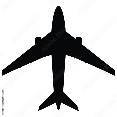 Black silhouette of a jet airplane aircraft aviation