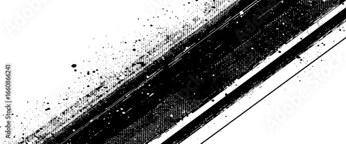 Vector diagonal brush stroke grunge with halftone dots background
