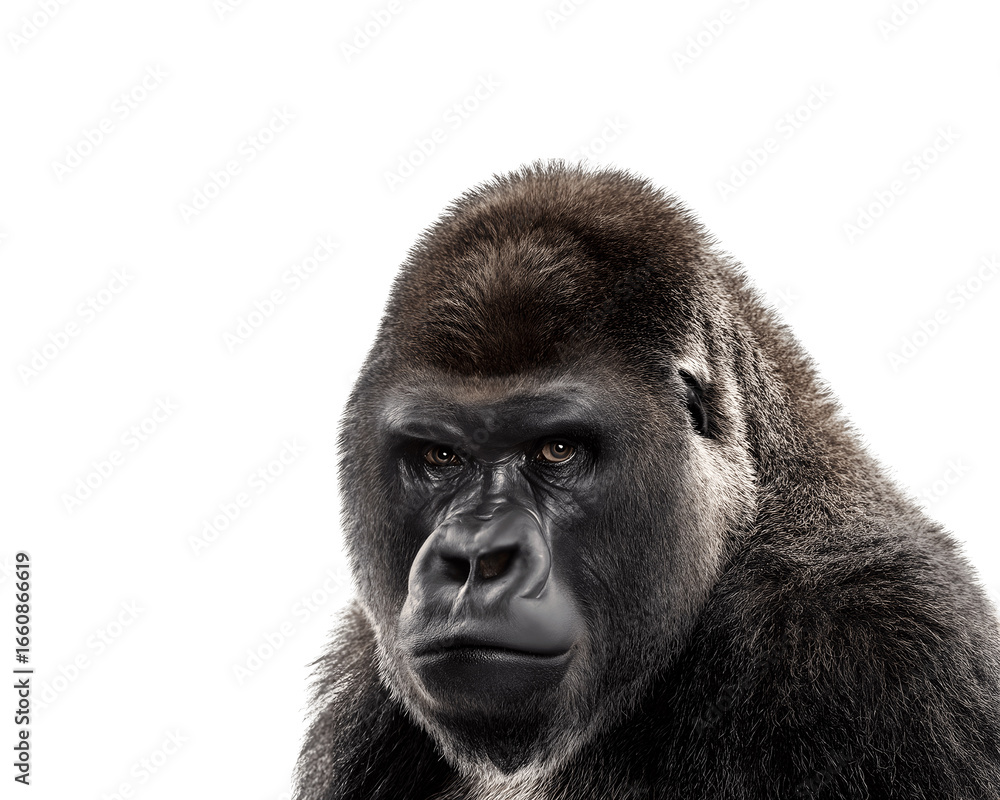 Obraz premium Half-body portrait of a gorilla directly facing the camera