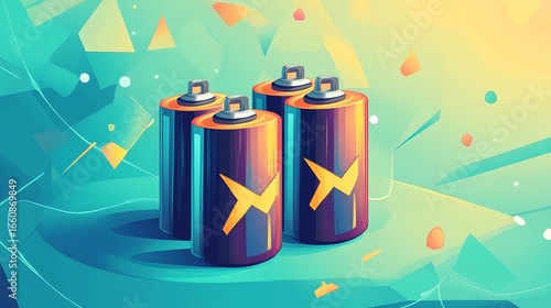 Colorful battery cells illustration