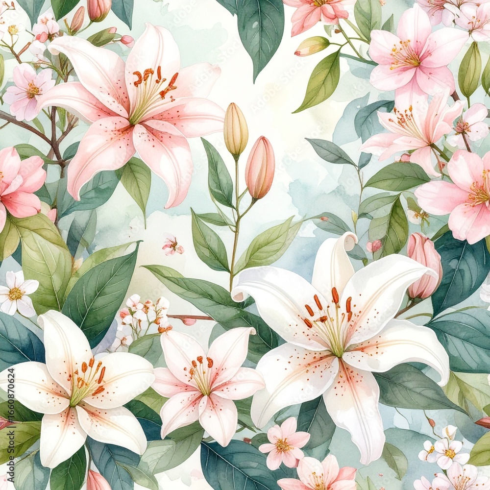 Obraz premium Seamless pattern floral leaf pastel – beautiful botanical repeating design background