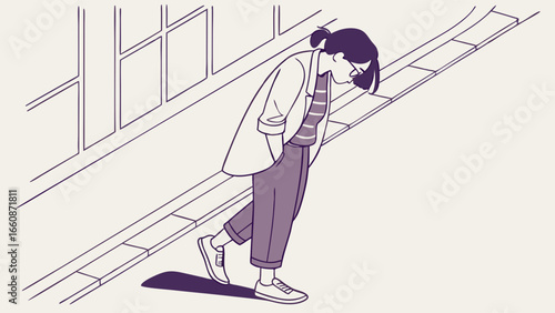 a woman walking down a train platform.