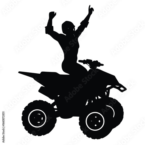 Rider celebrating on quad bike celebration victory
