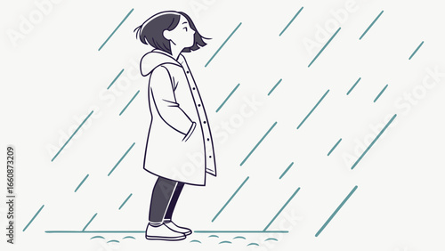 a woman standing in the rain.