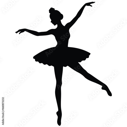 Silhouette of ballerina in graceful pose dance ballet