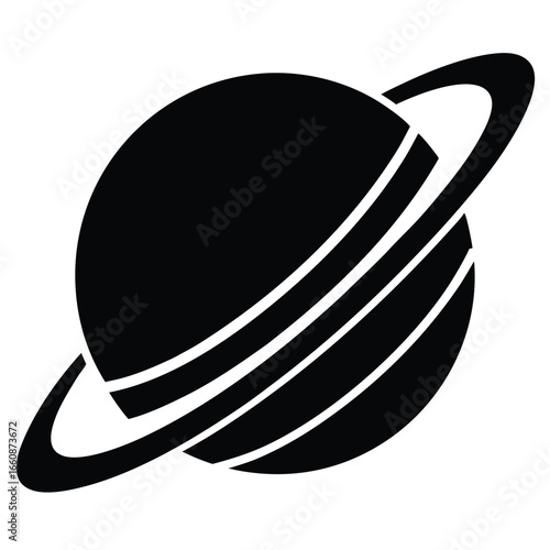 Stylized planet with rings icon celestial body space
