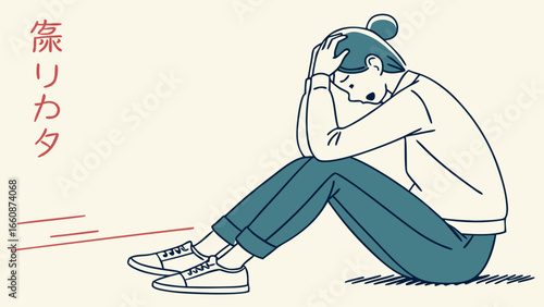 Sadness and depression in young woman.