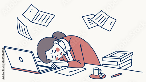 overwhelmed businesswoman with too much work.