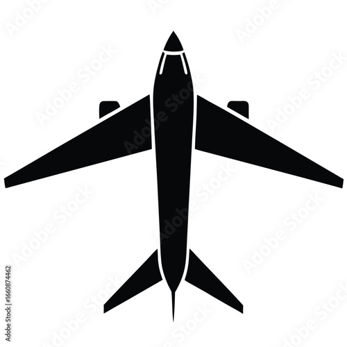 Black airplane silhouette flying aircraft aviation