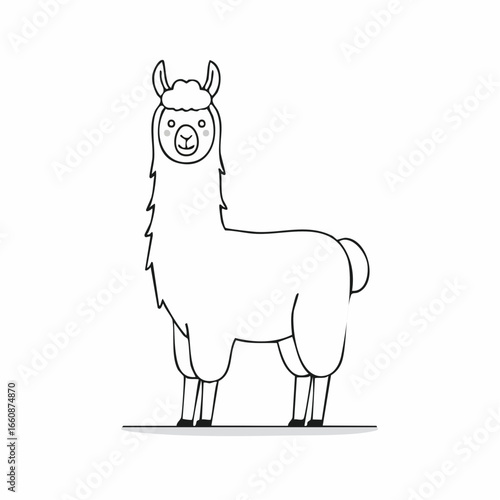 A simple line drawing of a llama.