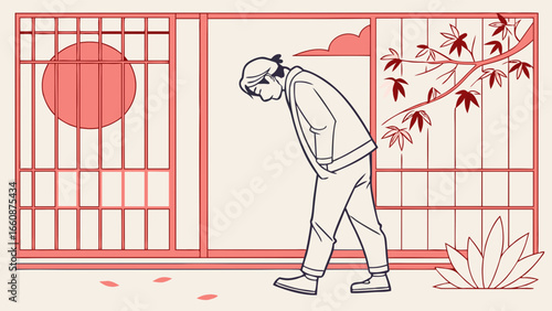 An elderly man bowing in respect.