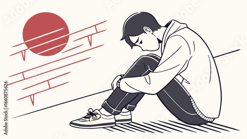 a man sitting alone feeling sad.