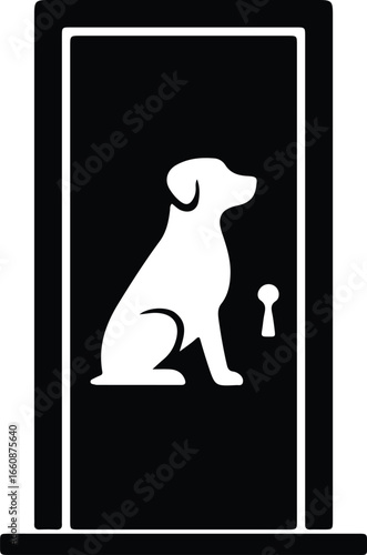 Illustrator Vector Dog waiting patiently at the door silhouette