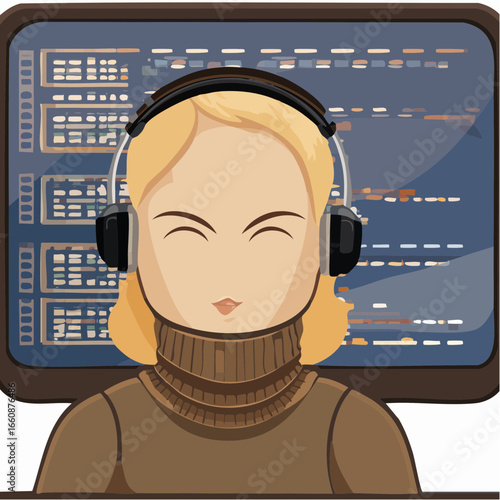 resilient cartoon icon showcasing Dutch software architect coding ergonomically in Amsterdam canals