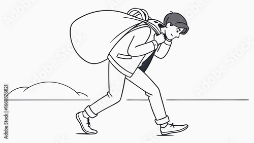 Man walking with large backpack on.