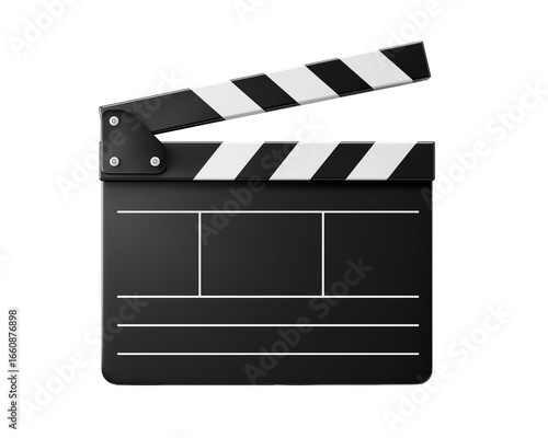 Open movie clapperboard with stripes