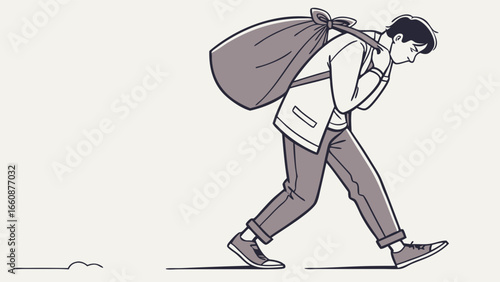 A man walking with a large bag.