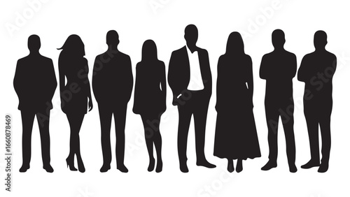 Adult people silhouettes vector illustration. group of adult people silhouettes