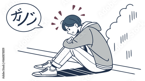 A man sitting on the ground looking stressed.