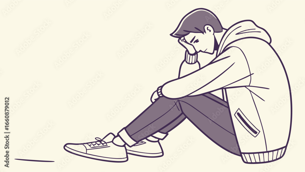 Obraz premium a man sitting alone feeling sad.