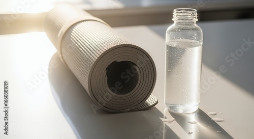 Yoga Mat and Water Bottle: Hydration and Fitness
