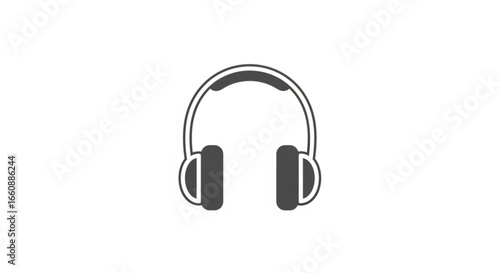 Headphones vector icon for listening music podcast audio sound dj studio wireless headset accessory isolated