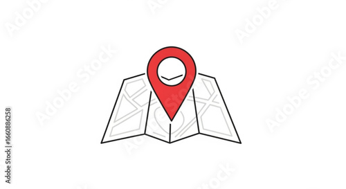 Find location on map travel destination with gps navigation and red pin pointer for direction guide route