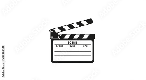 Movie clapperboard vector for film production scene take and roll action cinema industry clip art graphic