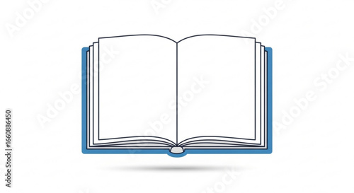 Open book illustration for education and reading resources with blank pages for content creation needs