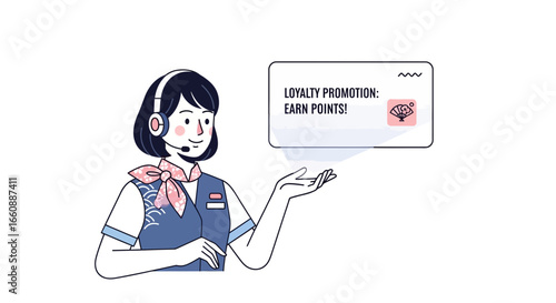 Smiling customer service representative presenting a utility promotion.
