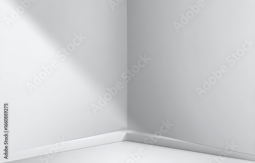 Wallpaper Mural Interior corner view, bright white walls, angled sunlight casts shadows Torontodigital.ca