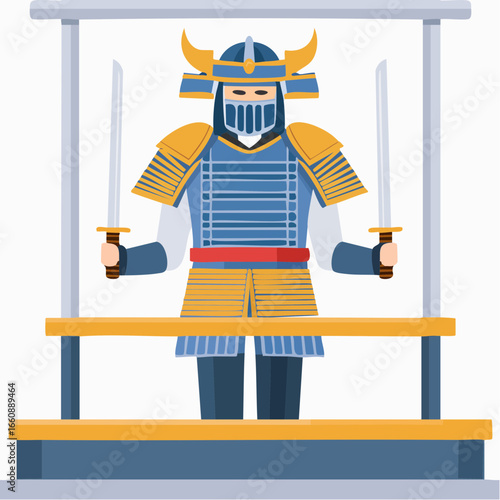 A cartoon samurai warrior in armor.
