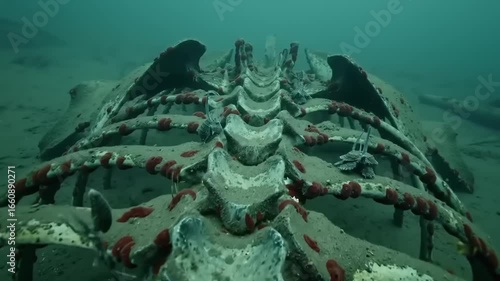 Underwater rib cage, covered in marine life