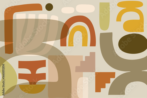 Background Abstract Shape Boho Modern geometric compositions and forms. Posters with abstract shapes for wall decoration, postcard or brochure cover design