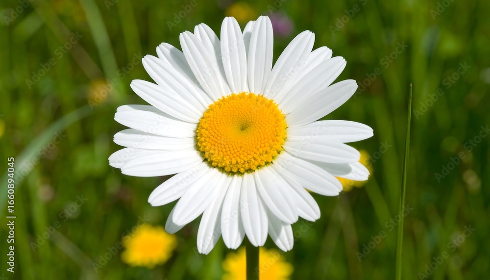 Obraz premium Close-up of a white daisy in a grassy field