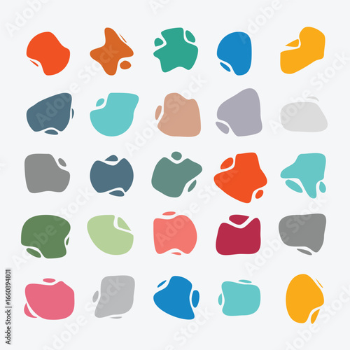 Random abstract liquid organic irregular blotch shapes flat style design fluid illustration set banner simple shape template for presentation design, flyer, isolated on white background