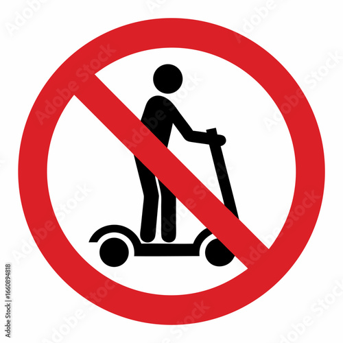 No riding electric scooters allowed sign on white background