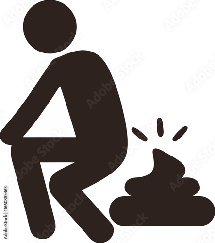 A person sitting on a toilet with a pile of feces beside them