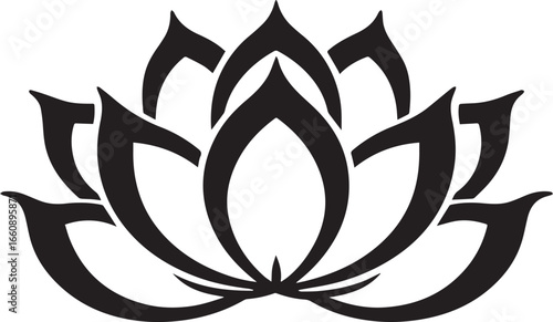 modern minimalistic lotus flower logo, black and white, natural, flower icon black vector illustration