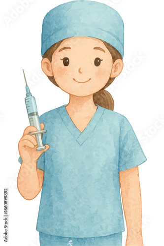 Watercolor Cute Nurses Collection
