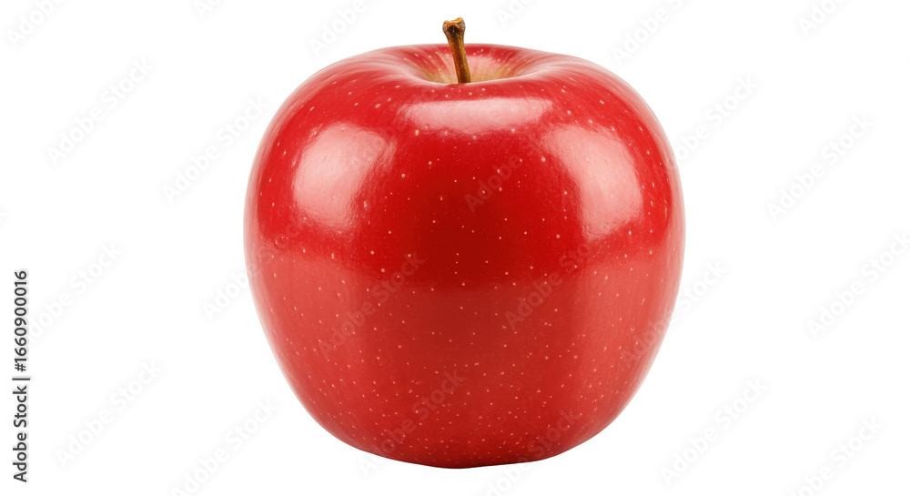 Obraz premium Fresh red apple isolated on white background showcasing its glossy surface and vibrant color