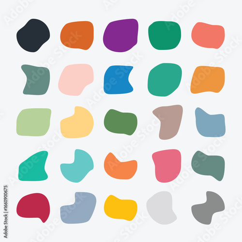 Random abstract liquid organic irregular blotch shapes flat style design fluid illustration set banner simple shape template for presentation design, flyer, isolated on white background